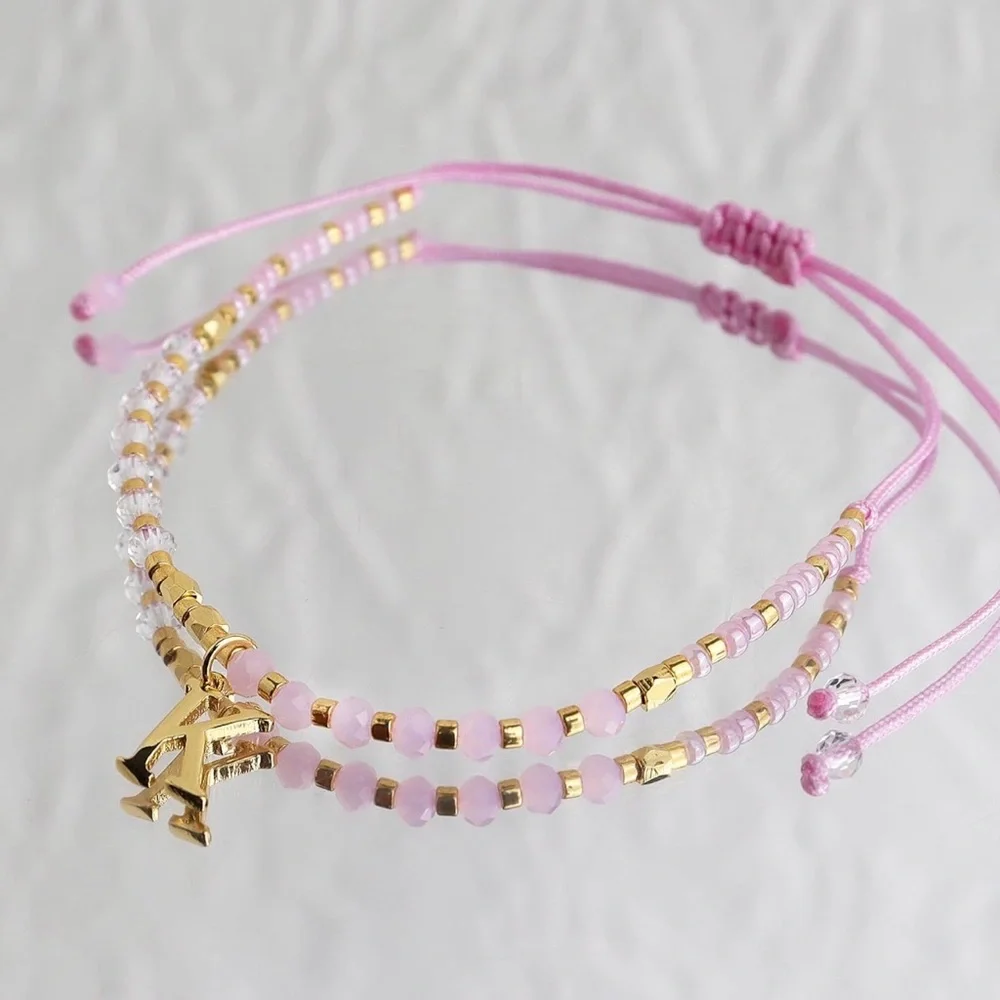 Beaded Natural Stone Initial Bracelet - Picture 3 of 5
